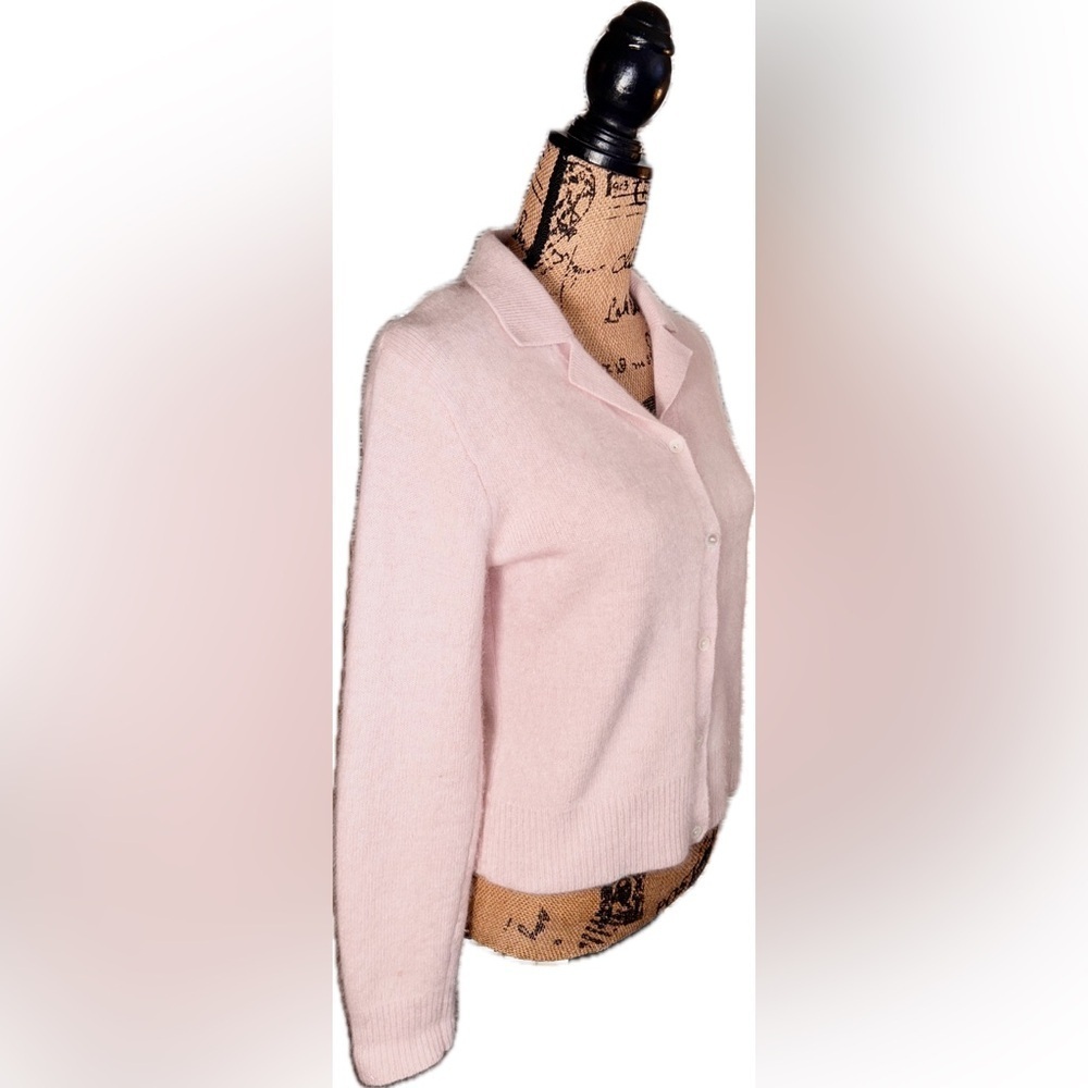 J Crew Lambswool Angora Rabbit Hair Blend Soft Girl Cozy Pink Cardigan Sweater S - Picture 3 of 10